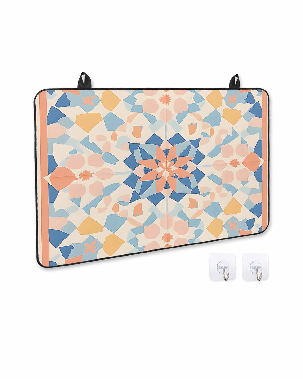 nqOlkjepod Large Induction Cooktop Protector Mat 24"x21", Colorful Geometric Stove Top Covers for Electric Stove, Vintage Country Abstract Plaid Stove Burner Cover Mats, Glass Top Stove Cover