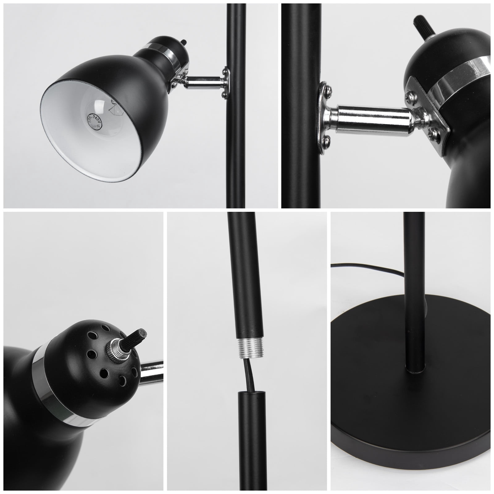 65" Black Metal Tree Floor Lamp Modern Standing Tall Pole with 3 Adjustable Rotating Lights Floor for Living Room Bedroom Offic(not include bulb)