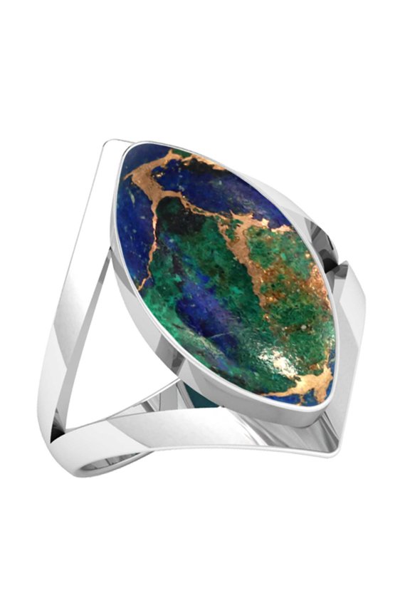 Natural Mohave Azurite Women Jewelry 925 Sterling Silver Ring