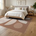 thumbnail image 3 of ODIKA 6'x9' Orange Abstract Terracotta Design Washable Area Rug Modern Geometric Shapes with Leaf Accent Non-Slip, Chair-Friendly, for Dining Room, Under Table, Office Décor, 3 of 7
