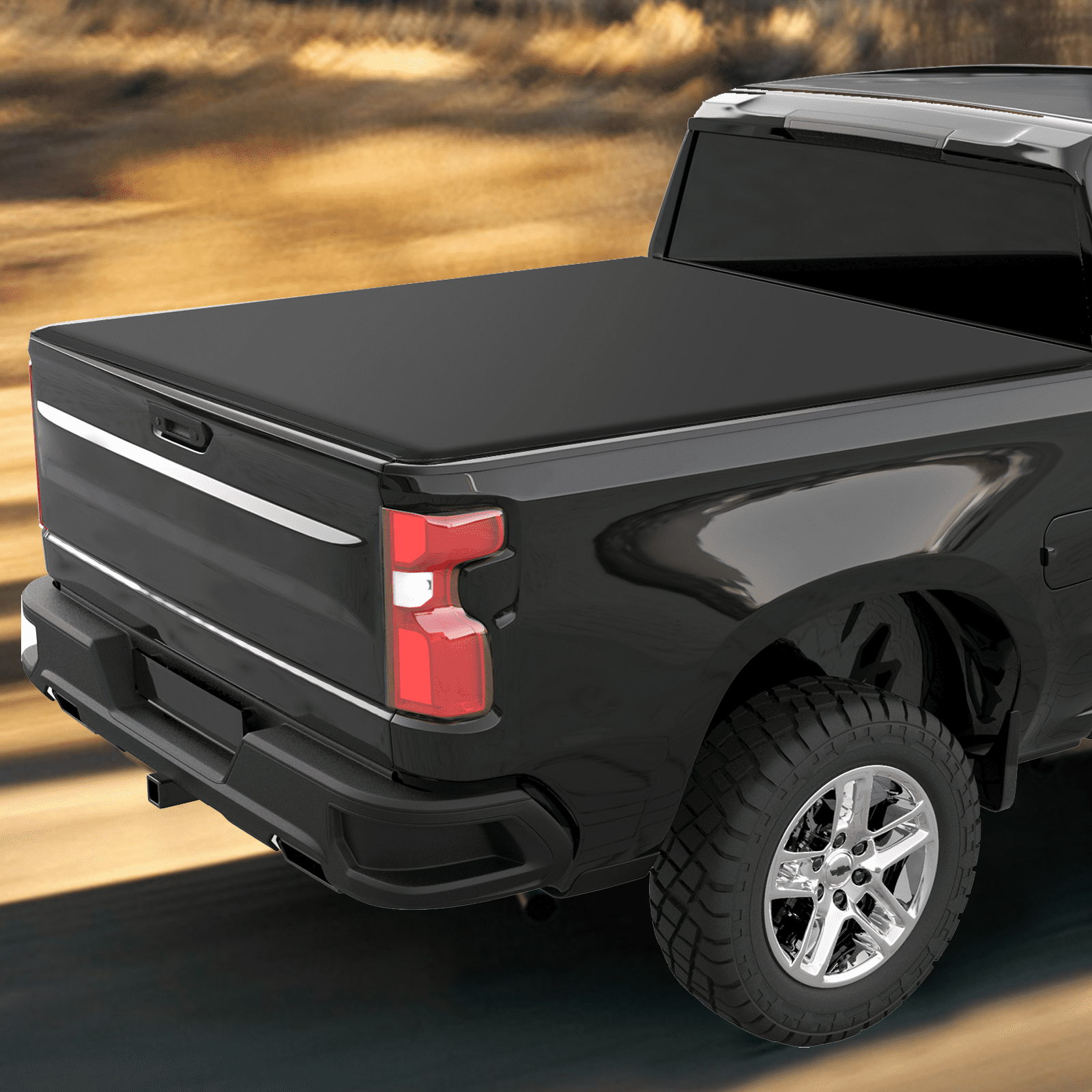 Soft Roll up Truck Bed Tonneau Cover Compatible for 2014-2018 Chevy Silverado 1500,Soft Rolling up Pickup Bed Cover, 5.8FT/6.6FT