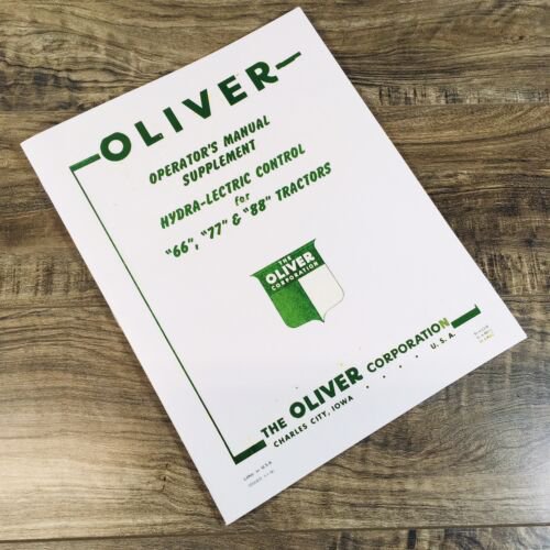 Oliver Hydra-lectric Control For 66 77 & 88 Tractors Operators Manual Supplement