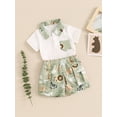 thumbnail image 5 of Aojekbee Baby Boy 2 Piece Summer Set, Animal Print Lapel Neck Short Sleeve Romper Elastic Waist Cargo Shorts Infant Toddler Set, 5 of 10