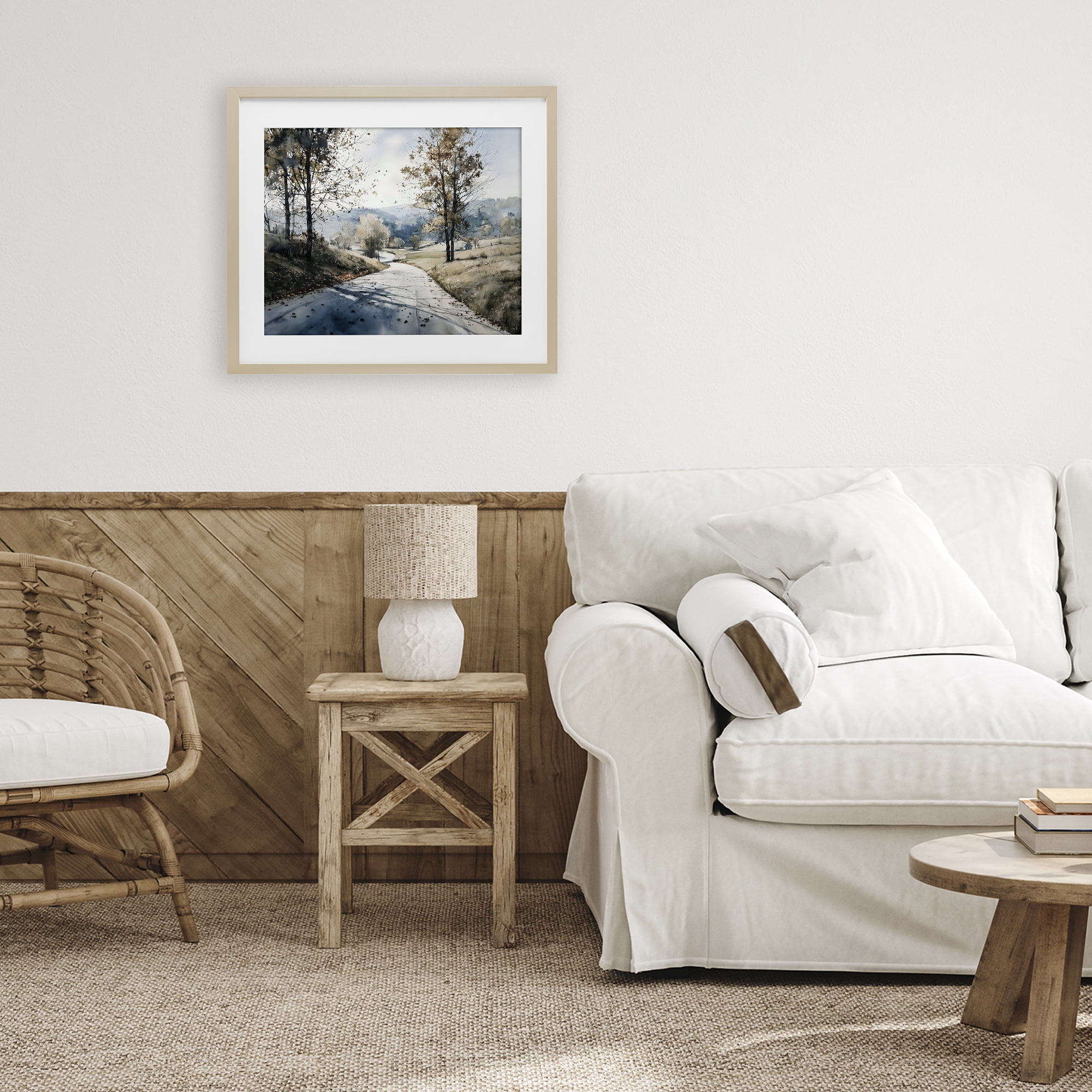 Stupell Industries Country Road in Autumn Birch Framed Print Under Glass, design by Franklyn Gregory
