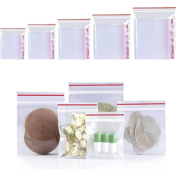 NOGIS 700 Pack Poly Zipper Bags,5 Different Size Small Craft Plastic Bags,Clear Reusable Ziplock Bags Storage for Bead,Jewelry,Candy