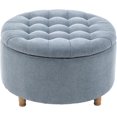 thumbnail image 4 of Wovenbyrd Classic Button Tufted Storage Ottoman Footstool with Lift Off Lid, Boucle Performance Fabric, 4 of 17