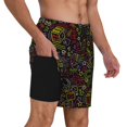 thumbnail image 2 of Yiaed Casino Icons Print Mens Swim Trunks Bathing Suit Compression Liner Beach Swim Shorts Swimwear Quick Dry Zipper Pocket No-Chafing Board Short-Medium, 2 of 6