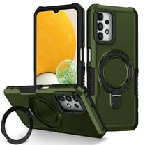 Feishell for Samsung Galaxy A03s Case,Shockproof and Drop Proof Protective Phone Case with Adjustable Multi-Angle Ring Kickstand Military-Grade Protection Armor Rugged Phone Case,Darkgreen