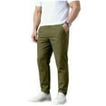 thumbnail image 5 of Havenre Mens Casual Chino Pants Button Elastic Waist Lightweight Stretch Golf Pants Classic-Fit Business Dress Tapered Work Trousers with Pockets Army Green XXL, 5 of 9