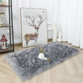 thumbnail image 7 of YJ.GWL Fluffy Faux Sheepskin Plush Area Rug Soft Fuzzy Rugs Floor Carpet for Bedroom Living Room,2'x4',Gray, 7 of 7