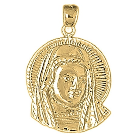10K Yellow Gold Mother Mary Pendant - 31 mm