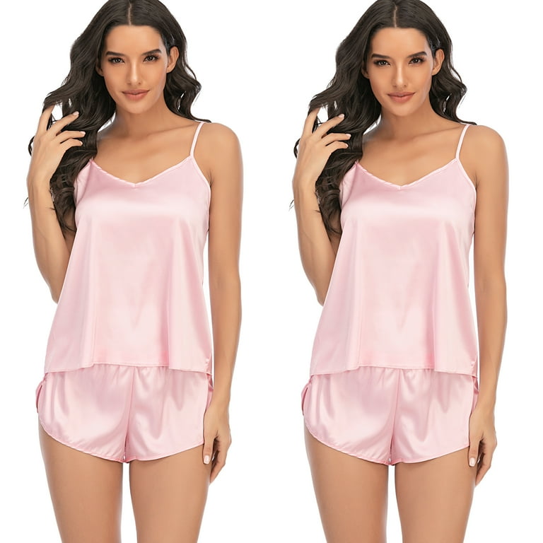 LELINTA 4 Pcs Pajama Set for Women Short Sleeves Sleepwear Nightwear Sets Solid Satin Babydoll Pajamas Set Sexy Lingerie Nightwear Ladies Home Dailywear Lounge Wear Green Walmart