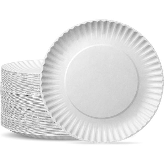 GUSTO 9 Inch Paper Plates Bulk Pack White Disposable Plates Heavy Duty, 500-Pack