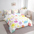 thumbnail image 3 of Manfei Rainbow Cartoon Floral Bedding Comforter Set 7pcs,Colorful Clouds Hearts Queen Bedding Sets,Fairy Tale Princess Queen Sheet Sets For Girl,Super Cozy Room Decor,Reversible, 3 of 8