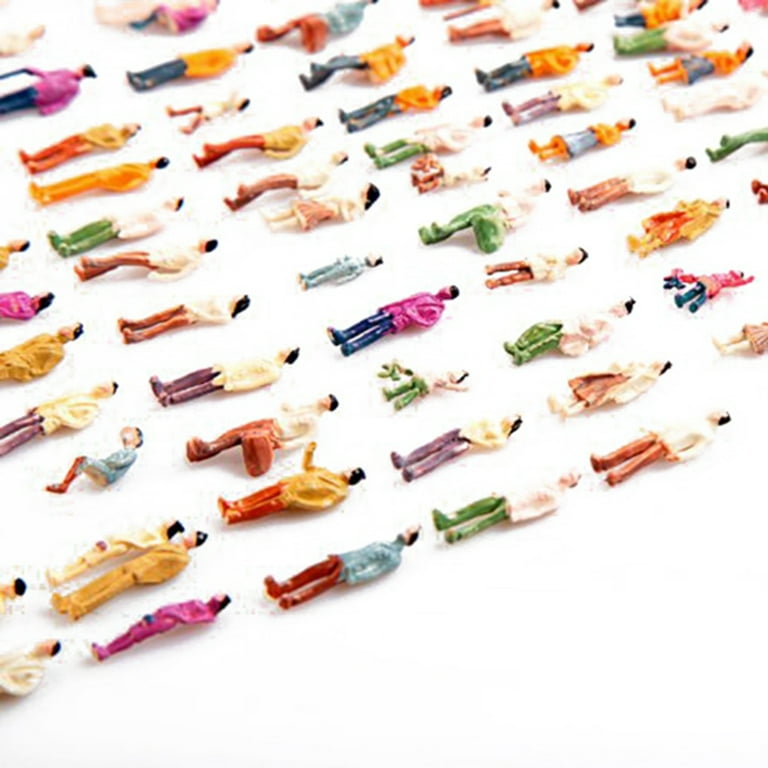 100-Piece Painted HO Scale Model Train Figures - 1:100 People For Layouts & Dioramas