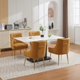 thumbnail image 2 of SEYNAR Modern Glam Faux Leather Dining Chairs Set of 4, Upholstered Vanity Chair with Gold Legs for Living Room Restaurant(MUSTARD), 2 of 6