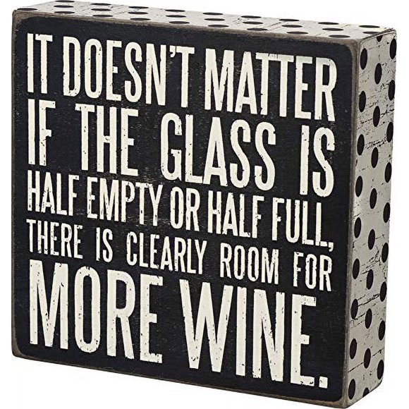 Primitives by Kathy 21243 Polka Dot Trimmed Box Sign, More Wine