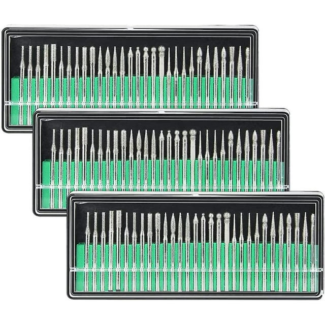 90 piezas de fresas de diamante, vástago de 3 mm, grano 120, broca para muela, grabado, talla de diamante, herramienta de perforación, pulido, desbarbado para piedra de vidrio Sailing Electrónica