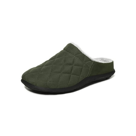 

Rotosw Men Warm Shoes Plush Lined Slippers Fluffy Winter Slipper Comfort House Clogs Shoe Walking Cozy Slides Olive Green 10