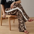 thumbnail image 6 of adaychics Leopard Wide Leg Pants for Women Side Striped Elastic Waist Drawstring Baggy Pants with Pockets Daily Wear, 6 of 7