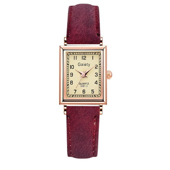 DESIGNICE Vintage Women's Rectangle Wrist Watch,Thin Elegant Simple Square Quartz Watches with Leather Strap,Waterproof Analog Watches for Females Students Ladies