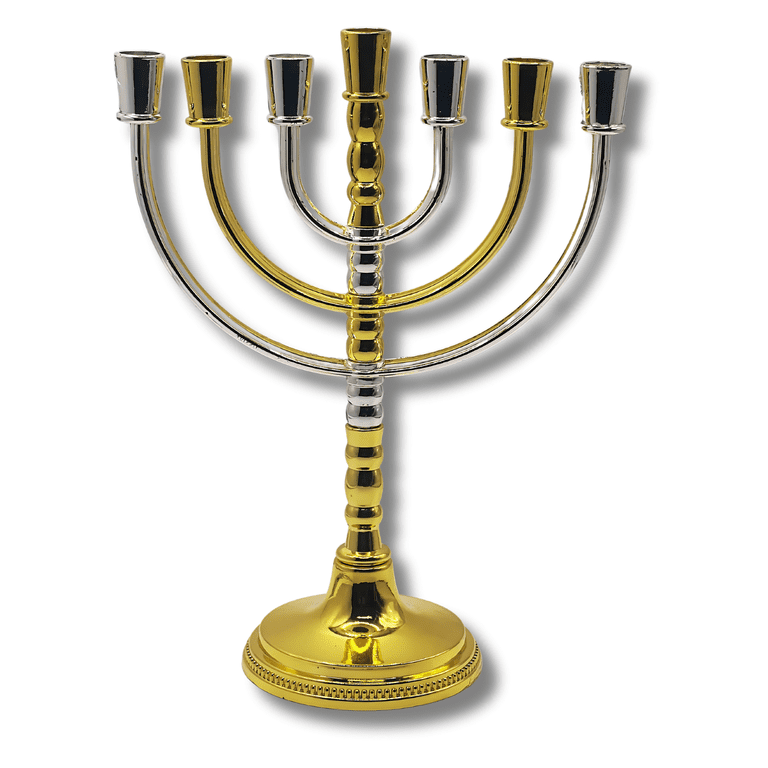 Rotating Temple Menorah Gold and Silver Candle Holder photo 3