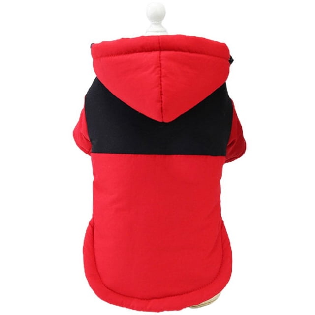 Warm Lining Pet Jacket Winter Fleece Hoodie Drawstring Hood Windproof Front Buckle Splashproof Pet Coat For Dogs Cats Scarlet L New