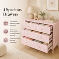 thumbnail image 2 of Miniyam 4 Drawer Dresser, Pink Chest of Drawers for Bedroom, Nursery and Kids Room, 2 of 7