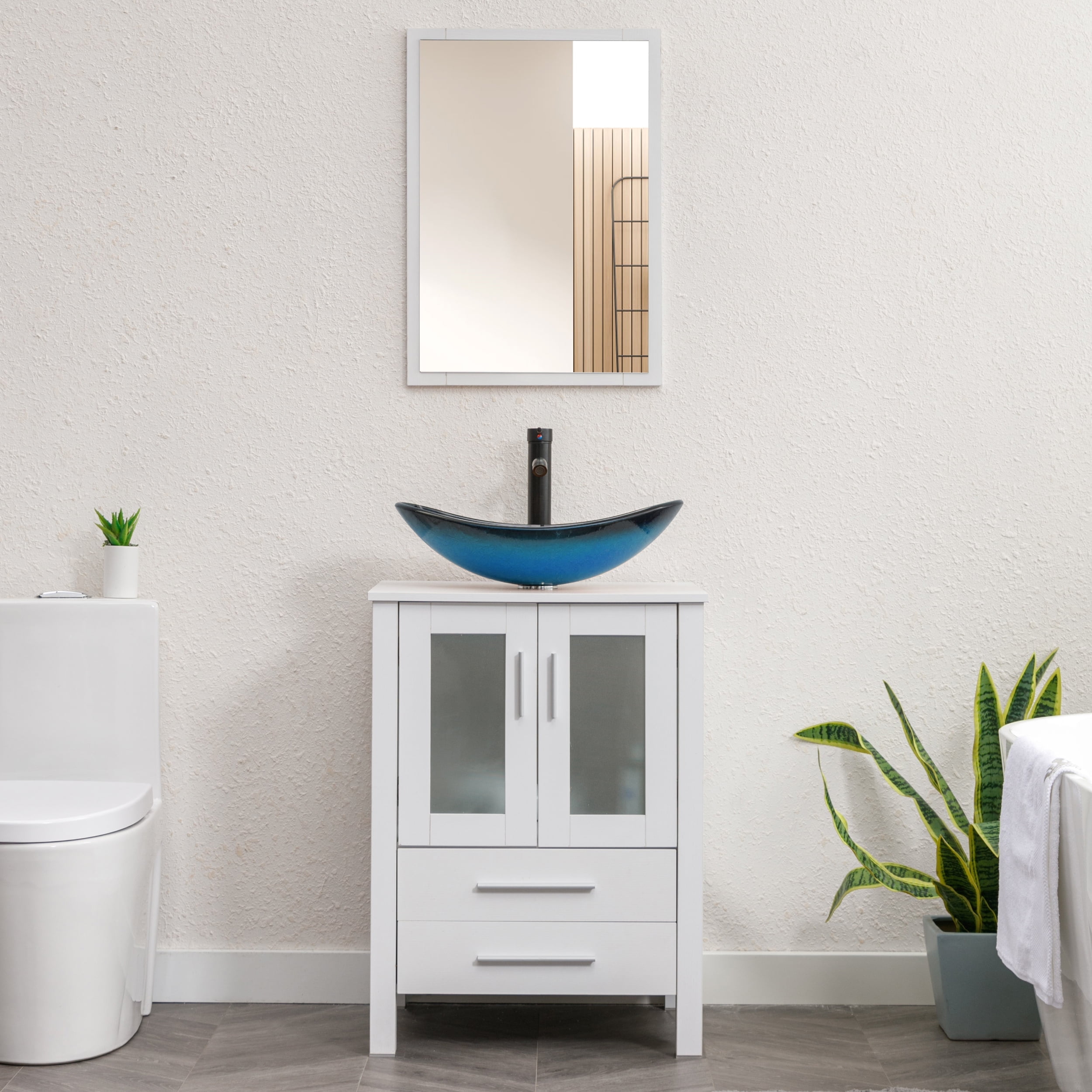 【新品未使用】NICENESS CASADY Diamond NOW Cassidy 24-in Admiral Blue Single Sink Bathroom