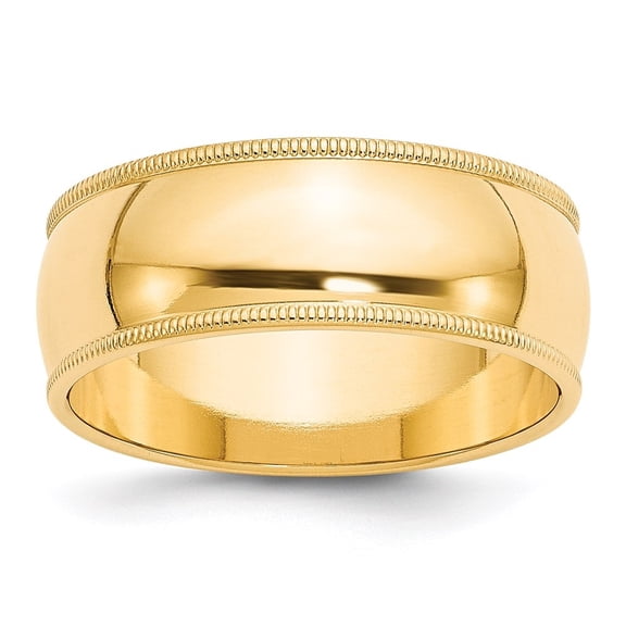 Auriga 14k Yellow Gold 8mm Migraine Half Round Wedding Band Size- 7 for Women