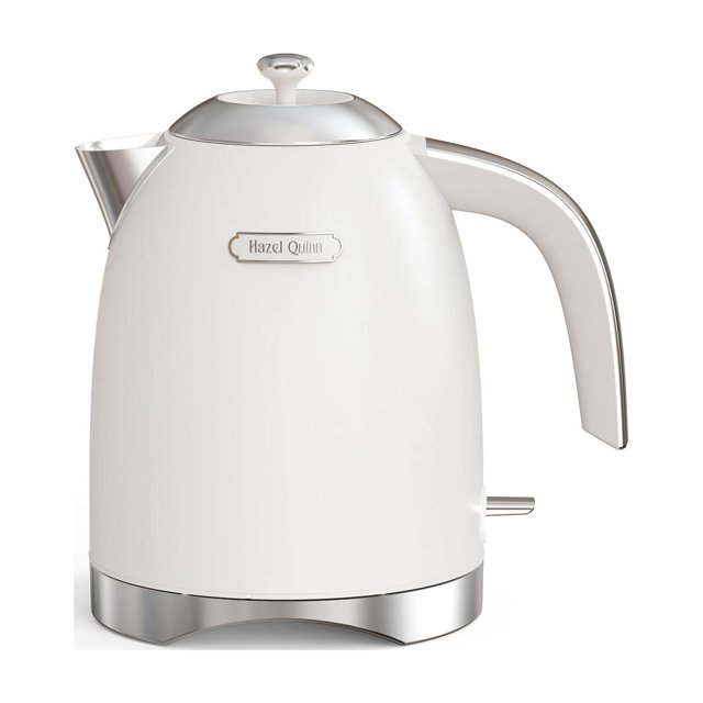 Hazel Quinn Electric Kettle - 1.7 Liters (57oz) Stainless Steel Water Kettle, BPA-Free Interior, 1200W Fast Boiling, Cordless, Rotational Base, Autom