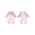 thumbnail image 6 of RUINIXCW Infant Girl Romper Pajamas Lapel V Neck Long Sleeve Ruffle Cuffs Loungewear, 6 of 6