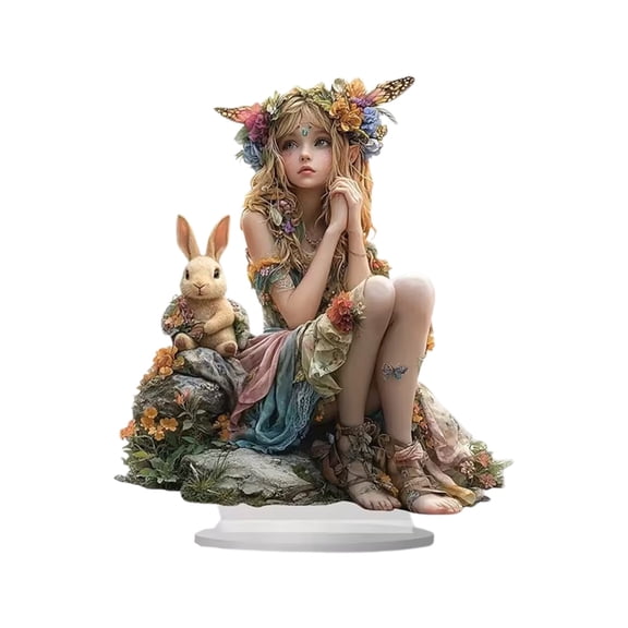 Colorful Easter Acrylic Desktop Decoration Cute Rabbit And Egg Statue With Base For Home Coffee Shop Table Decor