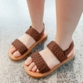 thumbnail image 2 of Gubotare Sandals Toddler Girl Soft Leather Toddler Sandals Soft Non-slip Soles Baby Shoes for Girls Size 11.5 (Brown,Little Kids 11.5), 2 of 7