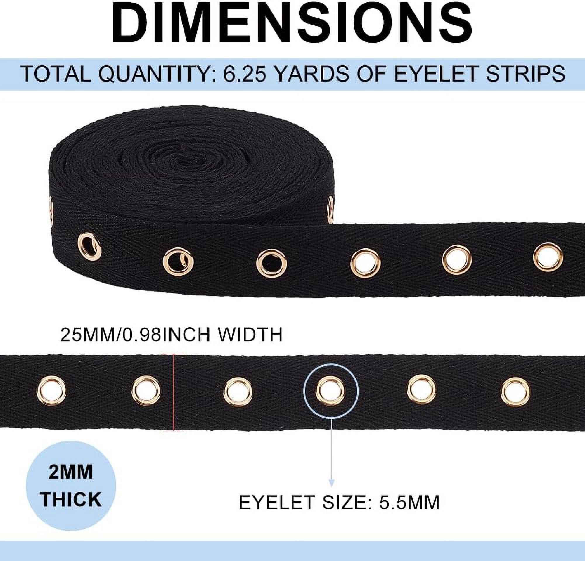 5 Yards White Cotton Eyelet Tape With Grommets - 0.98 Inch Wide Sewing Trim, Includes 10.9 Yards Cotton Cord