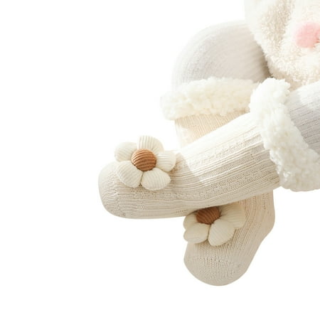 

JDEFEG Youth Socks Girls No Show Baby Boy Girl Solid Ankle Crew Socks with Grips Toddler Kids Unisex Lined Warm Thick Cotton Socks with Headband Headwear Set Cat Girls Socks White M