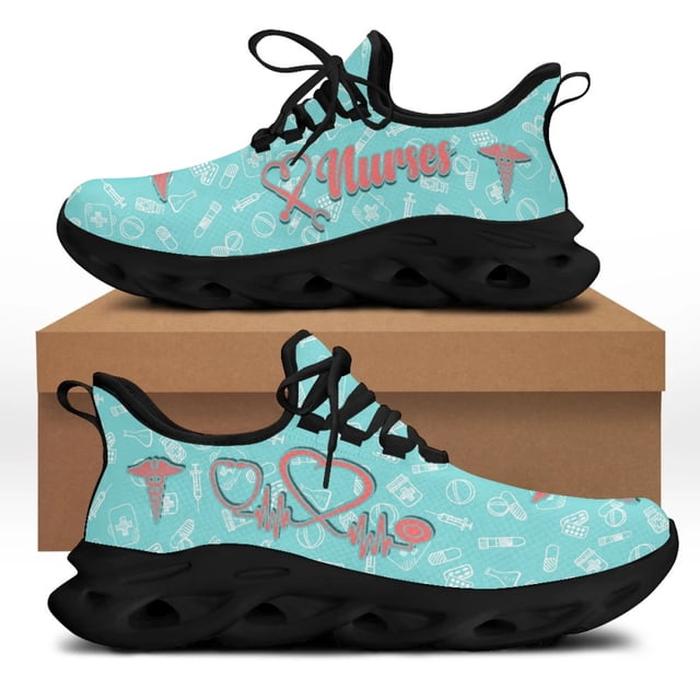 Zapatillas deportivas ligeras de malla con estampado de médico y enfermera para mujer, zapatos casuales gruesos, tendencia