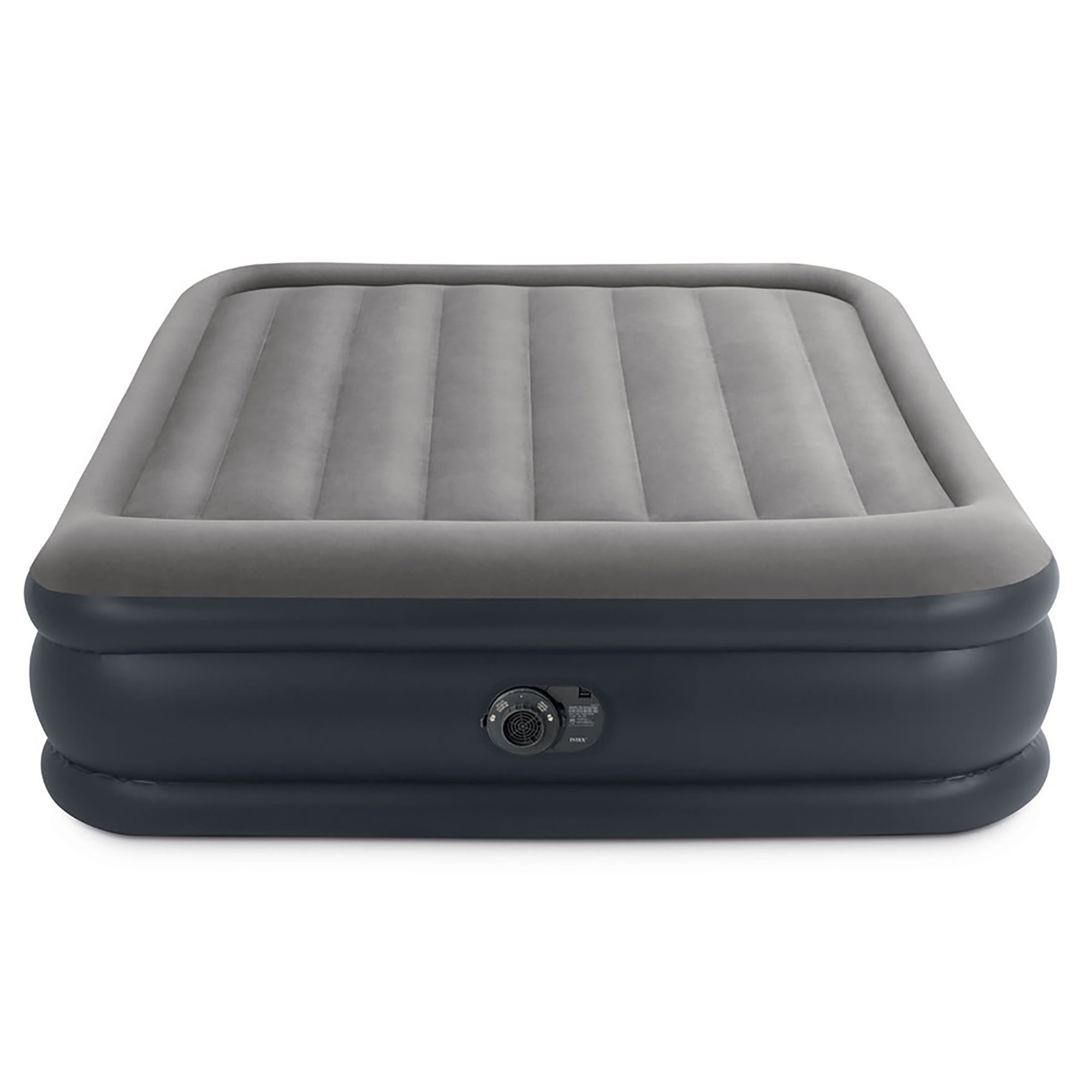 Intex: Dura-Beam: Plus Deluxe Pillow Rest Airbed - Queen - 16.5" Inflatable Air Mattress, Built-In Pump, Fiber-Tech, Carry Bag, 600lb Cap, 64135ED