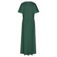 thumbnail image 4 of Vmvidoty Vestidos Elegantes De Mujer Para Fiesta,Plus Size Solid Color Dresses,Wedding Guest Dress,Short Sleeve Round Neck Pleated Pocket And Ankle Dress (Size XL-5XL) Green XL, 4 of 6