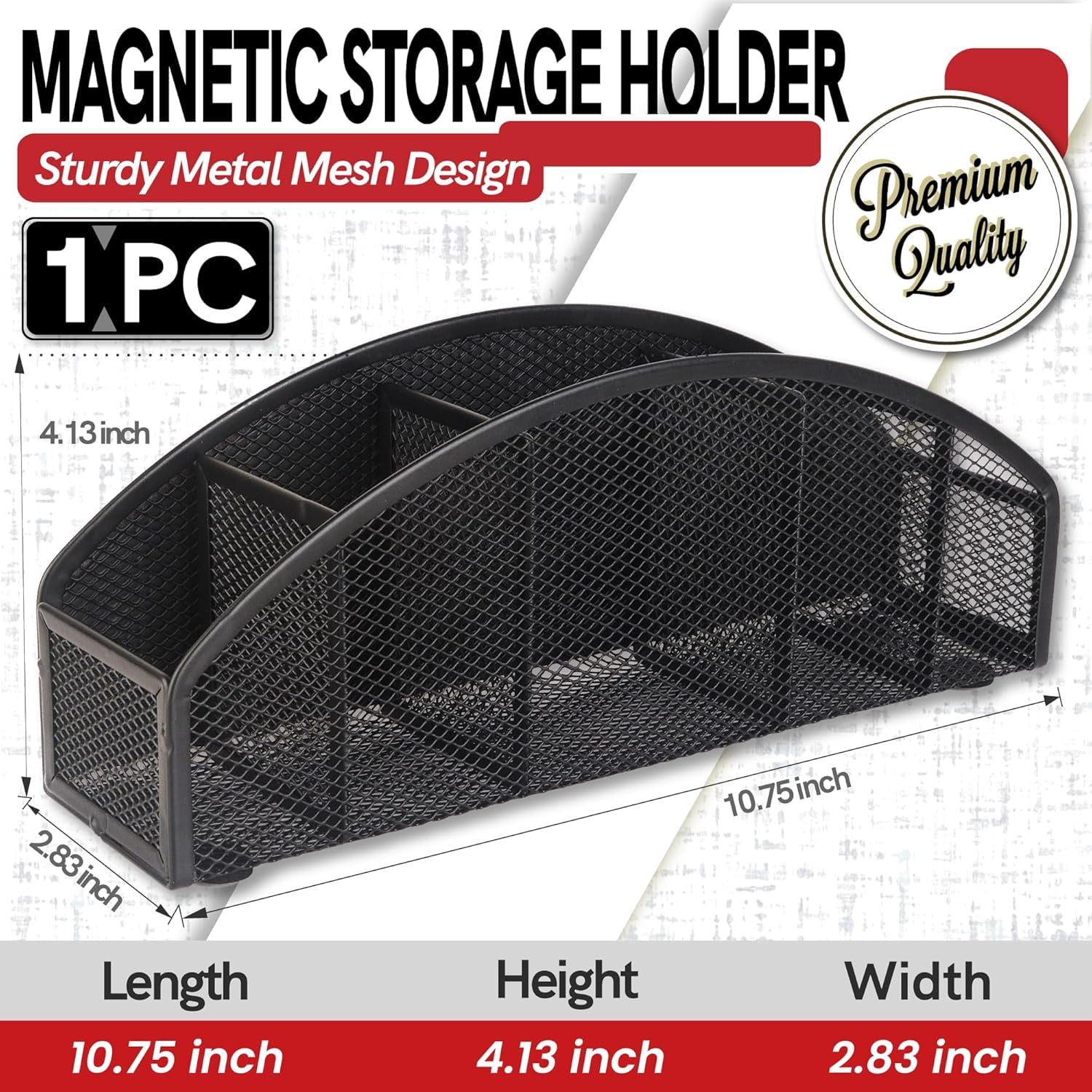 ABPETE Heavy Duty Magnetic Storage Holder,5 Slots Magnetic Marker Storage Rack,10inch Large Magnetic Pen Holder for Whiteboard,Locker,Workshop(1 Pack)