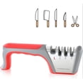 thumbnail image 1 of Manual Knife Sharpener Knife Sharpener , 4 Levels, 2 Tungsten Steel For Coarse Sharpening And Scissor Sharpening, Diamond Fine Sharpening, Special Ceramic Precision Sharpening Red, 1 of 6