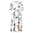 thumbnail image 4 of Tnhcen Women's Summer Casual Vintage Floral Print Short Sleeve Round Neck Knee Length Loose Dress 4 Way Stretch Plus Size S - 2XL Pocket Dress, 4 of 5