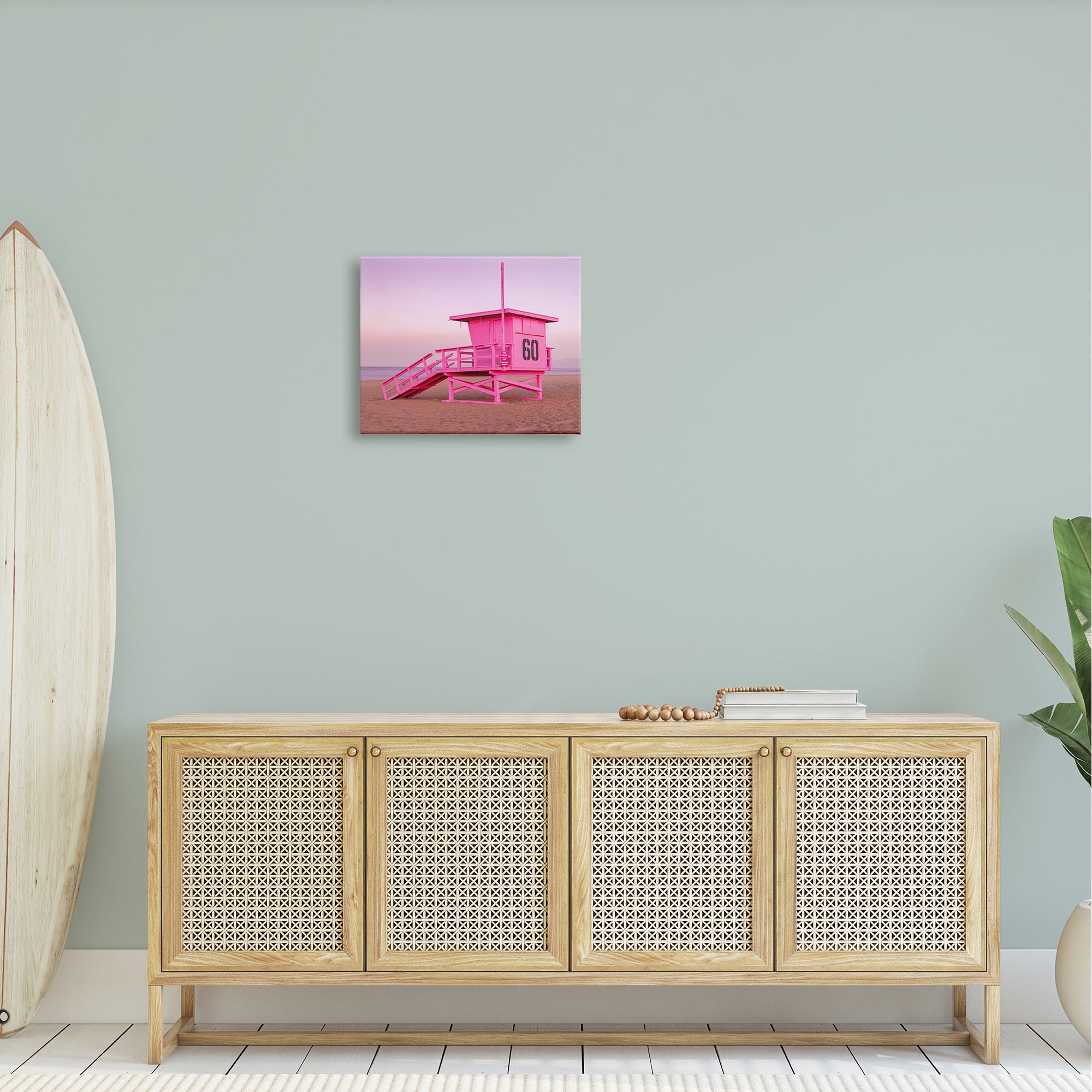 Stupell Industries Pink Beach Shack Photography Purple Sky Coast Photograph Gallery Wrapped Canvas Print Wall Art, Design by Jeff Poe Photography