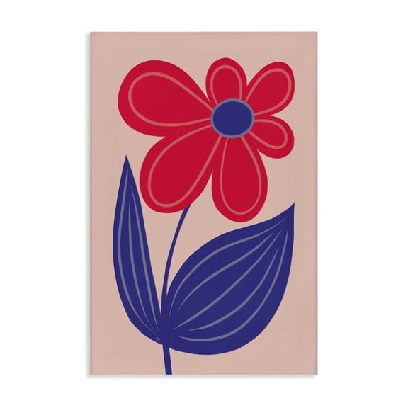 Stupell Industries Playful Bold Red Daisy Floral Painting Wrapped Canvas Canvas Art Print Wall Art, 16 x 24