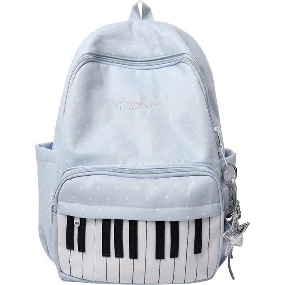 Piano Backpack Whimsical Twee Backpack Y2k Cute Daypack Medium Bookbag(RL Blue)