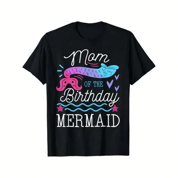 100% cotton t-shirt Mom Of The Birthday Mermaid Theme Family Bday Party T-Shirt