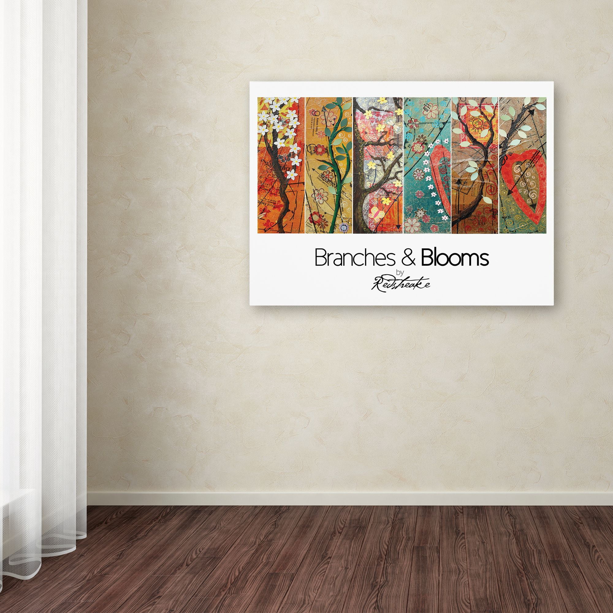 Trademark Fine Art "Pattern Collage Branches and Blooms" Canvas Art by Jennifer Redstreake