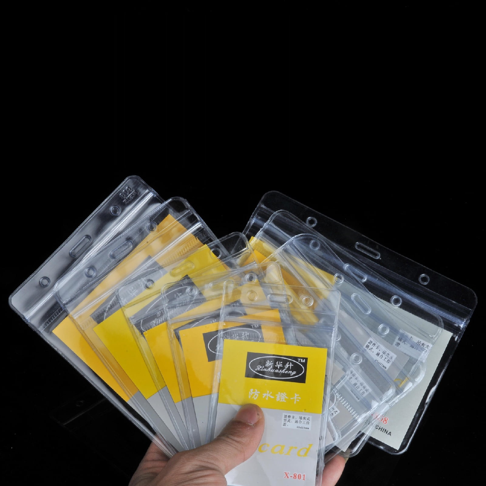 New 10Pcs Vertical Transparent Vinyl Plastic ID Card Badge Holder With Zipper a 