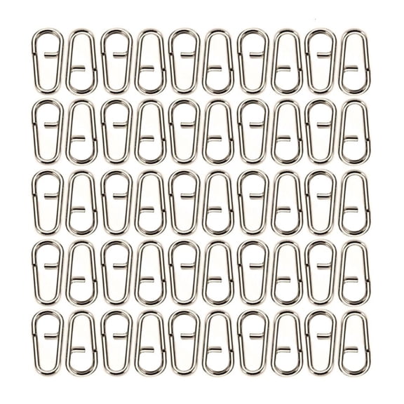 Jesscasday 50/100 Pcs Saltwater Fishing Oval Split Rings Swivels Snap Stainless Steel Rings Fishing Lures Connectors Durable