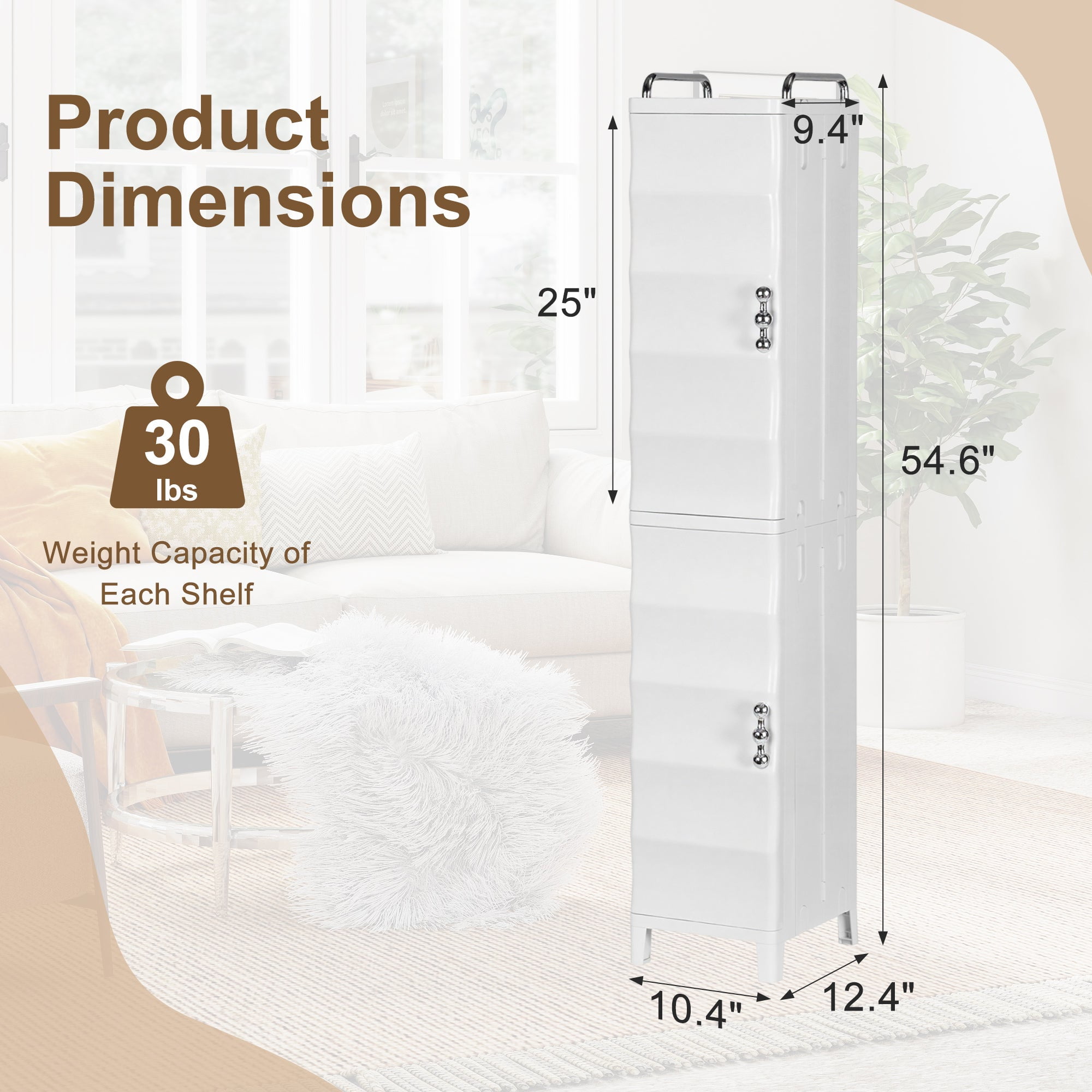 VECELO High Narrow Bathroom Storage Cabinet with Adjustable Shelves, 54.6” H Slim Freestanding Foldable Cabinet with Door, for Small Spaces, Kitchen, White